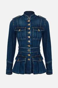 Chaqueta de mezclilla duradera para mujer, chaqueta de motociclista de mezclilla elegante clásica Edgy Elegance, chaqueta de mezclilla de actitud atemporal - Product Image 2