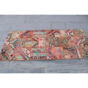 พรมตุรกีขนาดเล็ก 2.5x6 ฟุต พรมขนสัตว์สีแดงวินเทจลายแบบนามธรรม - Product Image 4