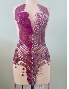 Parche bordado de perlas de diamantes de imitación de tela personalizada para ropa de mujer y accesorios para coser hechos a mano - Product Image 1