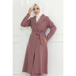 MSW19216-3 ชุดลำลอง 2 ชิ้น สีชมพูโรส ท็อปส์ยาวปานกลาง คอกลม แขนยาว ลายดอกกุหลาบสีชมพู (โพลีเอสเตอร์ 100%) - Product Image 2