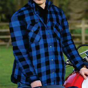 Diseño clásico Moto Touring Aramid Lined Kevlar Hinojo Camisas Protección personalizada CE Certificado Camisa de franela blindada - Product Image 5