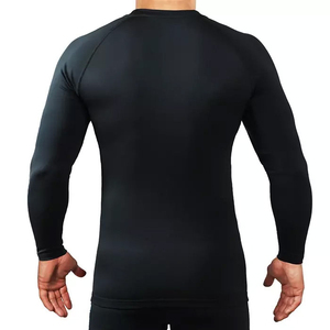 T-shirt de sport à manches longues personnalisé OEM pour hommes Chemise de compression de fitness à séchage rapide coupe ajustée motif lettre tricoté - Product Image 3