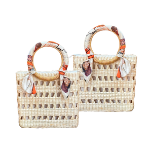 กระเป๋าถือผักตบชวาที่มีแรงบันดาลใจจากธรรมชาติกระเป๋าถือทอมือกระเป๋าถือสตรีกระเป๋าแฟชั่นที่ยั่งยืนสำหรับผู้หญิง - Product Image 1