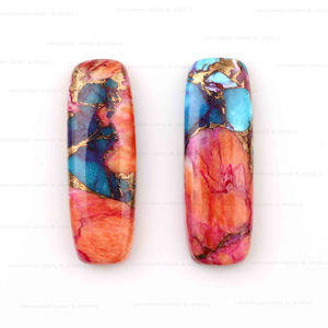 Venta al por mayor a granel naranja Natural Dalia cobre cuarzo 10x30mm largo cojín parte posterior plana calibrado cabujón joyería de piedras preciosas sueltas - Product Image 4