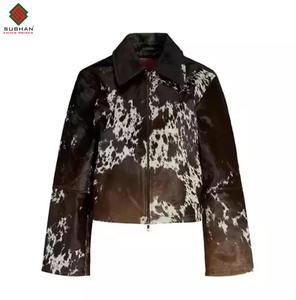 Veste en cuir de vache véritable pour femmes et hommes, style western, cuir naturel, fourrure, veste en cuir de vache western - Product Image 5