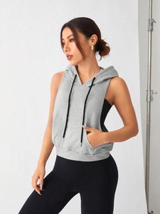 Haute qualité Logo personnalisé femmes sans manches à capuche Gym Stringer séchage rapide Jersey débardeurs hiver été doublé printemps - Product Image 5