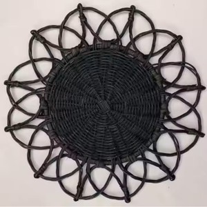 <b>Round</b> Wicker Flower Rattan Placemat Woven <b>Tablemat</b> for Dining Table Enhancing Table Decor with Natural Style - Product Image 4