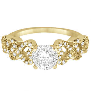 Bague de fiançailles en or jaune 14 carats avec diamant en forme de cœur, sertie de diamants de 0,30 carat - Product Image 2