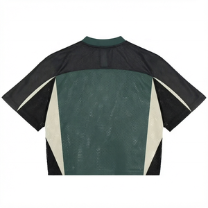 T-shirt sportif à manches courtes pour homme, coupe classique, respirant, en maille, col rond, vert, noir, blanc - Product Image 1