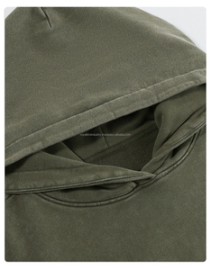 Sudadera con capucha lavada vintage de 430g personalizada al por mayor, ropa de calle pesada, sudaderas con capucha de manga doble de tela de rizo francés de algodón 100% - Product Image 3