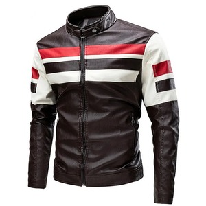 Chaqueta de cuero para motocicleta de fabricante, chaqueta de terciopelo para hombre con cuello levantado de cuero desteñido lavado antiguo - Product Image 5