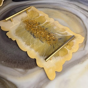 Plateau en résine de haute qualité avec sous-verres, fait main, personnalisable, ensemble de service décoratif pour salon, bureau, salle de séjour, mariage - Product Image 5