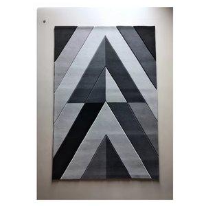 Alfombra de área de lana con mechones a mano de primera calidad Alfombra rectangular de pila alta de diseño negro y gris abstracto moderno para uso doméstico en la sala de estar - Product Image 2