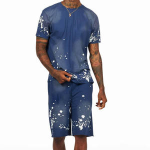 Ensemble T-shirt et short pour homme, coupe facile, deux pièces, tenue décontractée pour l'entraînement sportif, la salle de sport, la remise en forme, l'été, le quotidien - Product Image 2