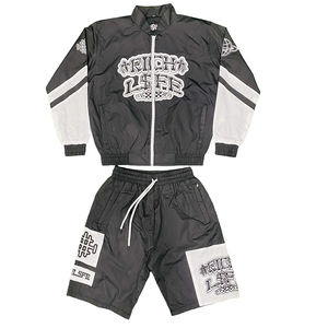 Conjunto corto cortavientos personalizado de alta calidad para hombre, conjunto de chándal de nailon cortavientos transpirable de ajuste relajado sólido para verano - Product Image 5