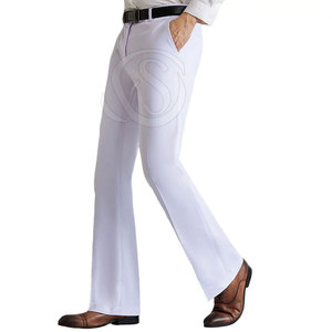 Private Label OEM Service <b>Men</b> Flare <b>Pants</b> Solid Color 100% Cotton Lightweight Casual Mid Waist Side Pockets Quick Dry Breathable - Product Image 1