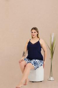 Conjunto de Pijama para Mujer Talla Grande, Camiseta de Manga Corta y Pantalones Cortos, Ropa de Dormir Cómoda de Talla Grande, Ropa para el Hogar - Product Image 6