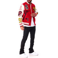 Chaqueta Varsity Personalizada con Logotipo, para Hombre, Talla Grande, Impermeable, Cortavientos, Transpirable, Ecológica, 100% Lana, Bordado Chenille