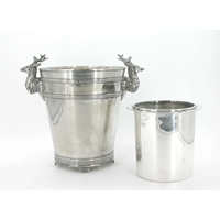 Lot de 2 refroidisseurs à vin en forme de rennes, grande taille, couleur argent, en aluminium nickelé et acier inoxydable moulé, faits à la main, portables, personnalisables