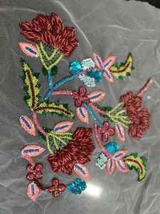 Encaje de Red Bordado con Cuentas Multicolores de Nuevo Estilo, Encaje de Seda con Decoración de Diamantes de Imitación para Prendas y Bolsos - Product Image 4