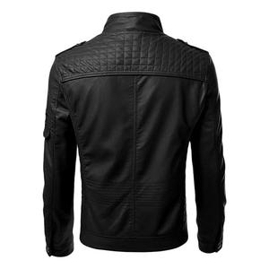 C'est une veste de motard en cuir d'agneau véritable noir DECIMAL pour homme - Product Image 5