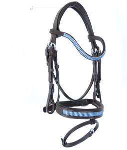 Caballo ANATOMICA CRISTAL Brida BEBÉ AZUL LUZ ZAFIRO BLING GLISTEN Forma Curva - Product Image 3