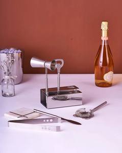 Ensemble d'outils de bar en acier inoxydable de qualité supérieure avec support compact, outils professionnels de mélange de cocktails pour bar à domicile et cadeaux - Product Image 2