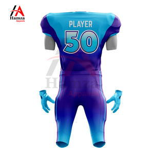 Diseño personalizado profesional uniforme de fútbol americano tela de poliéster transpirable azul púrpura degradado sublimación impresa - Product Image 3