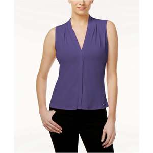 Canotta da Donna Calvin Klein Stile Vintage con Scollo a V Senza Maniche in Tessuto Traspirante Lavorato a Maglia Viola Taglia Unica - Product Image 1