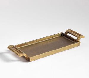 Bandeja de servicio de aluminio y metal de diseñador con acabado antiguo, perfecta para decoración y servicio de comida elegante - Product Image 1