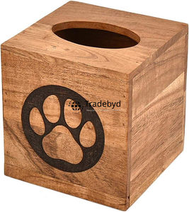 Caja de pañuelos de madera de calidad premium ecológica y soporte con estampado floral grabado, hecho a mano natural para decoración moderna del hogar Tradebyd - Product Image 3