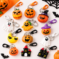 Ensemble de porte-clés d'Halloween - Pendentifs personnalisables en PVC souple imperméables, motifs mignons citrouille, fantôme, sorcière, pour cadeaux de fête et accessoires de sac