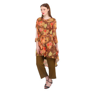 Ensemble Kurti imprimé floral de luxe pour femmes Haut long élégant avec pantalon Vêtement de soirée Vente chaude Nouvelle collection tendance - Product Image 1
