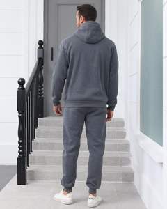 Breathable 250GSM Polyester Tracksuit <b>Men</b> Summer Jogging Set Screen Printed Light <b>Grey</b> Navy Blue Side Stripe Design - Product Image 4