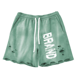 Short jogging personnalisé pour homme délavé à l'acide Short vintage en éponge française à cordon avec motif solide Style décontracté - Product Image 2