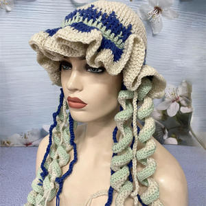 For Tik Tok Handmade Knitted Jellyfish Ruffled Beanies Creative Fashionable Adult <b>Hat</b> with New Pure Handmade Design Cross-Border - Product Image 6