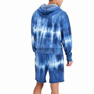 Ensemble de shorts décontractés pour hommes en coton 100% avec capuche, ensemble athlétique élégant avec sweat-shirt et shorts, adapté à la remise en forme et à l'usage en extérieur - Product Image 2