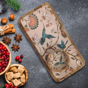 Bandeja de Servir de Madera de Mango Esmaltada con Diseño Redondo Incluye Tazón para Pudín para Uso en el Hogar, Hotel o Restaurante - Product Image 5