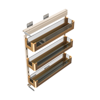 Panier de rangement coulissant à 3 niveaux, à fermeture douce, doré, multifonctionnel, à montage latéral pour armoire de cuisine, idéal pour hôtels et salons