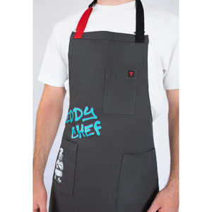 Delantal de cintura sin mangas HAI de algodón y lino con logo bordado para cafetería, cocina, protección alimentaria, uso comercial - Product Image 3