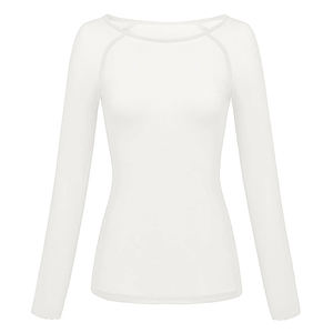 Chemises à manches longues pour femmes à la mode hauts en polyester à col rond solide pour chemisiers à col rond pour femmes décontractées/classiques - Product Image 4