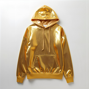 เสื้อสเวตเตอร์แบบสวมหัวมีฮู้ดผ้าฟลีซมีฮู้ดสีทองมีลายพิมพ์กราฟิกโลหะมีตัวเลือก oM/odm - Product Image 3