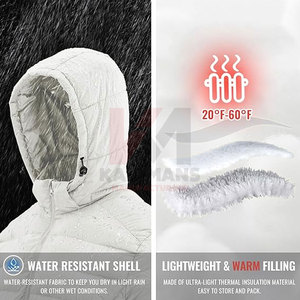 Veste polaire isolée directe d'usine pour hommes capuche détachable tissu léger résistant à l'eau ourlet réglable - Product Image 4