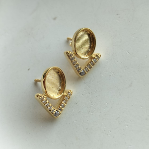 925 Sterling <b>Silver</b> 8x6mm Oval Blank Bezel <b>Earrings</b> Studs With CZ Setting Gemstone Resin Filling For Women Empty Fine Jewelry - Product Image 2