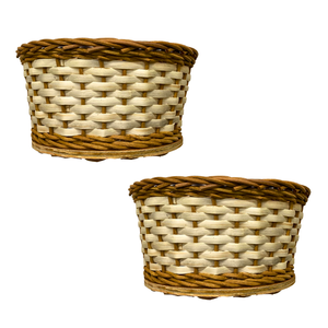 RATTAN BREAD <b>STORAGE</b> <b>BASKET</b> Serving & Display Tray Natural <b>Wicker</b> with Wooden Base - Product Image 1