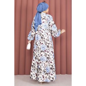 Vestido de Viscosa con Estampado Floral, Cierre de Medio Botón, Corte en A, Cintura Imperio, Diseño Moderno con Patrones - Product Image 6