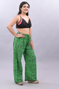 Pantalon ample à jambes larges et taille décontractée pour femmes Pantalon palazzo en coton imprimé Vente en gros Pantalon ample pour femmes - Product Image 3