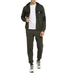 Survêtement d'hiver uni à capuche grande taille pour hommes avec logo personnalisé fermeture à cordon de serrage Polyester/coton de haute qualité - Product Image 2