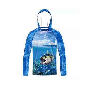 Camisas de pesca de alto rendimiento personalizadas, Sudadera con capucha de pesca de manga larga de poliéster para caza, ropa deportiva transpirable - Product Image 1