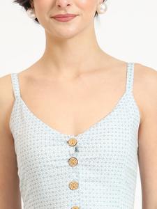 ชุดเดรสทำงานสำหรับผู้หญิงสีฟ้าอ่อนมีกระดุมด้านหน้าเหมาะสำหรับวันหยุดพักผ่อน - Product Image 2